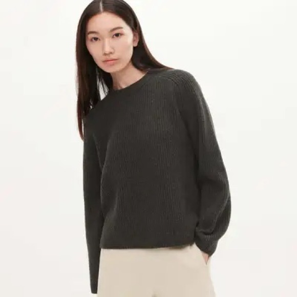 UNIQLO U x LEMAIRE Premium Lambswool Ribbed Crew Neck Sweater Dark Gray Size L - Picture 2 of 6
